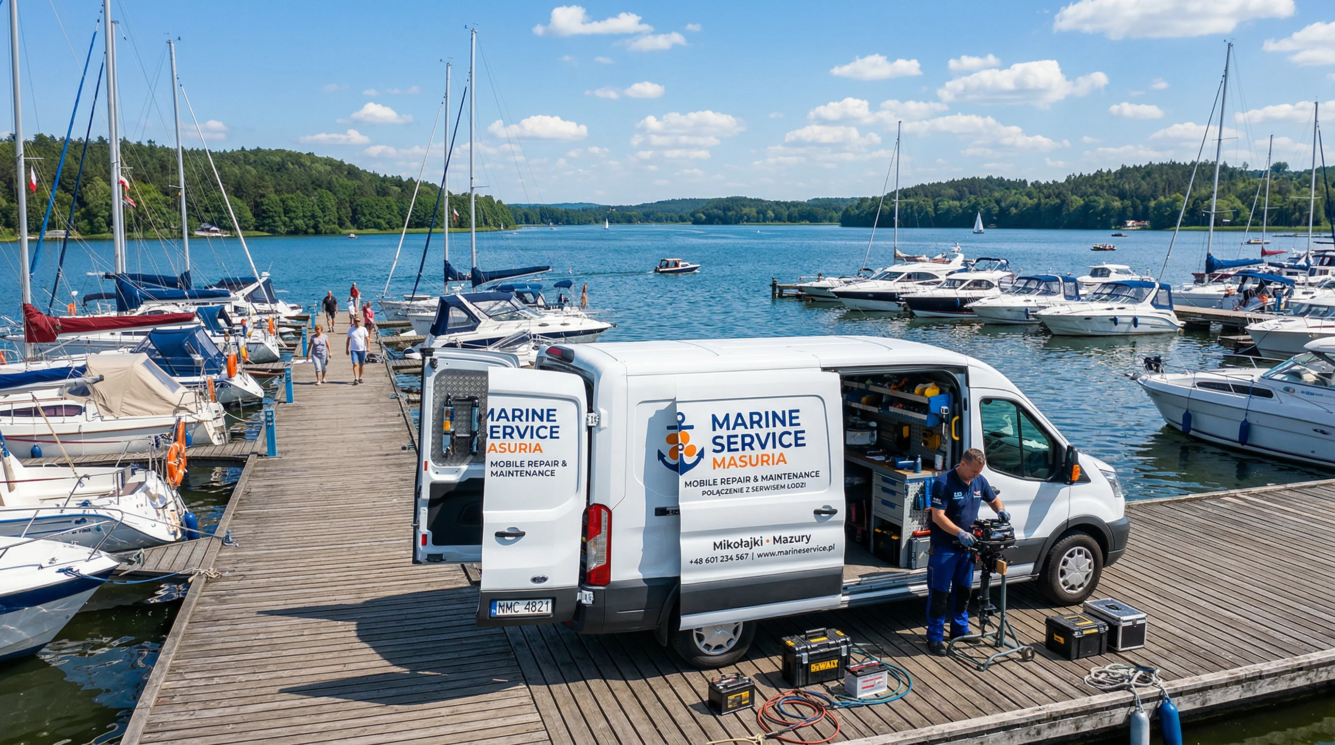 Serwis mobilny motorowodny – van Aqua Sport Serwis nad jeziorami Mikołajek